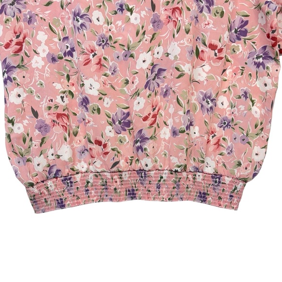 Alfred Dunner Vintage Pink Floral Ruffle Neckline Button down Blouse size 16 - Picture 10 of 10